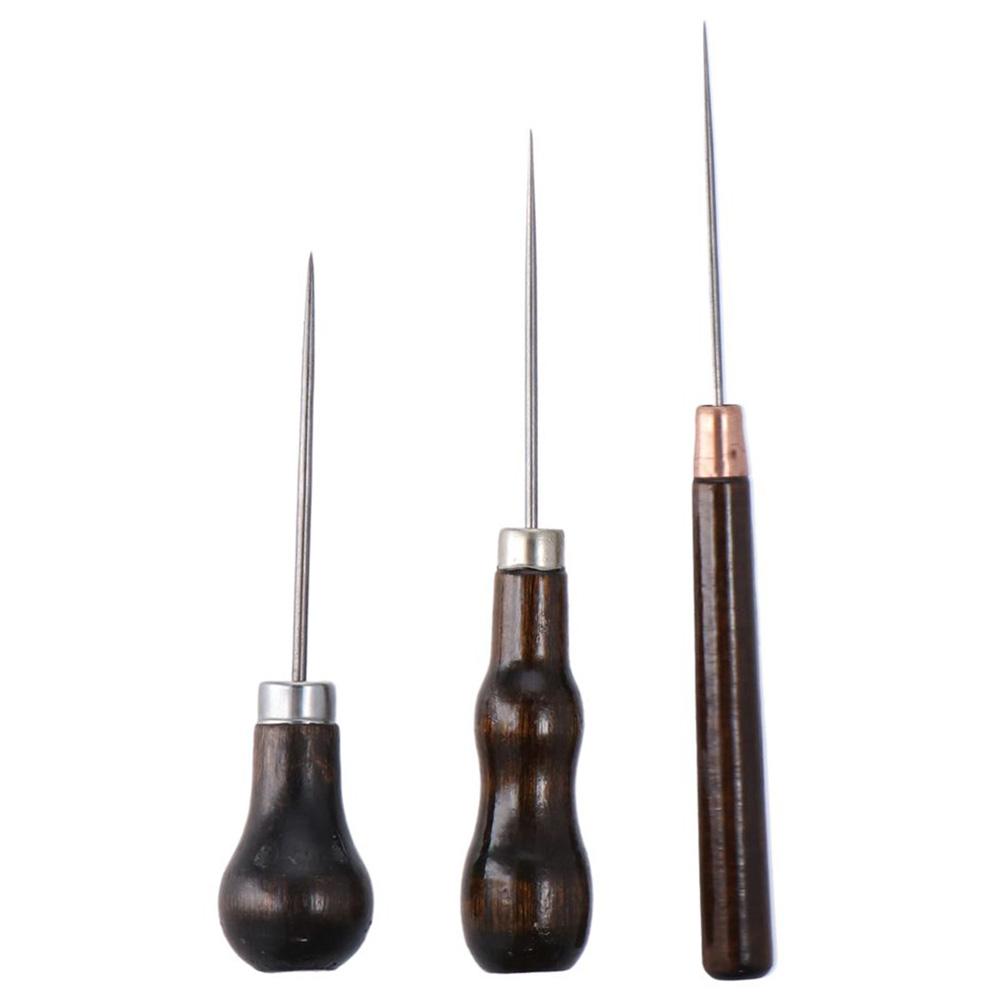 Leatherwork Accessories - 나무 손잡이 스크래치 송곳 도구, 가죽