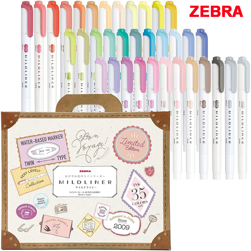 Zebra Pen Mildliner - 얼룩말 25/35 색상 Mildliner 형광펜 세트