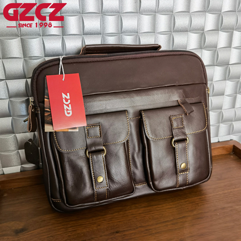 Leather Work Bag - GZCZ 남성용 핸드백 레저 비즈니스 컴퓨터