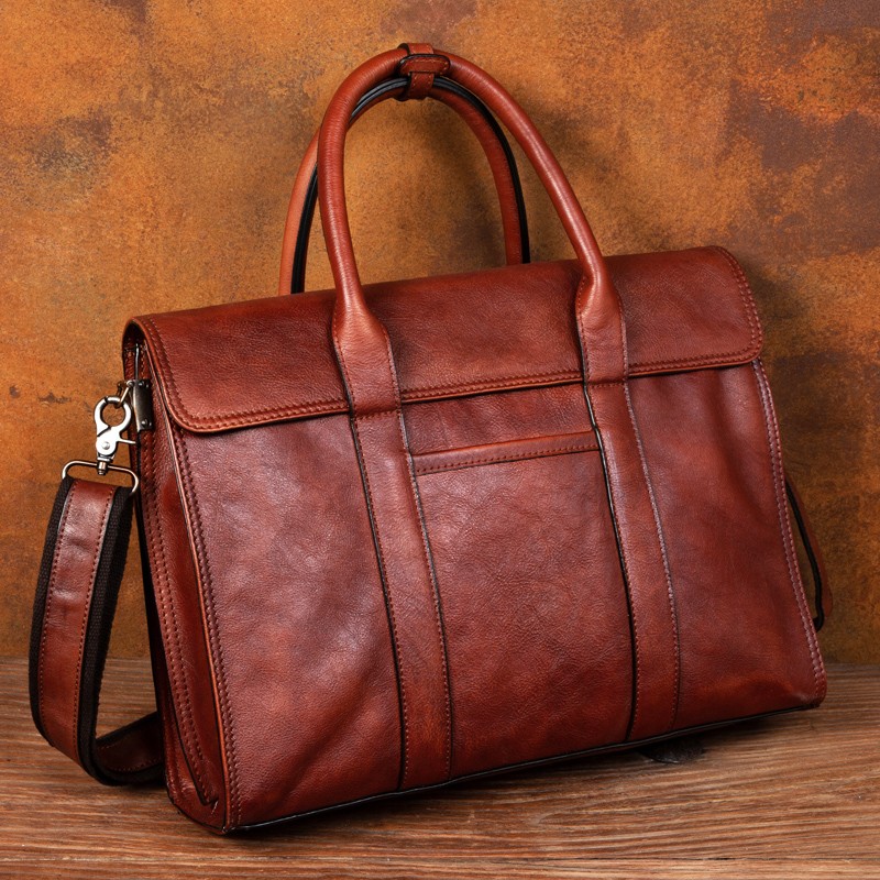 Leather Work Bag - 야채 무두질 가죽 핸드백 남성용 메신저