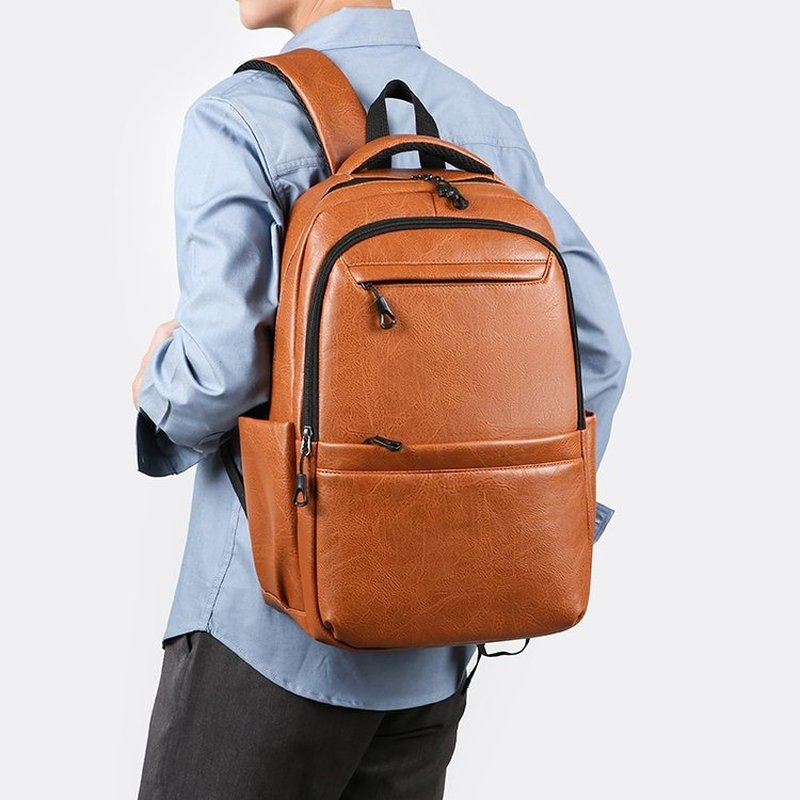 Leather Work Bag - 프리미엄 가죽 비즈니스 백팩 – 15.6인치