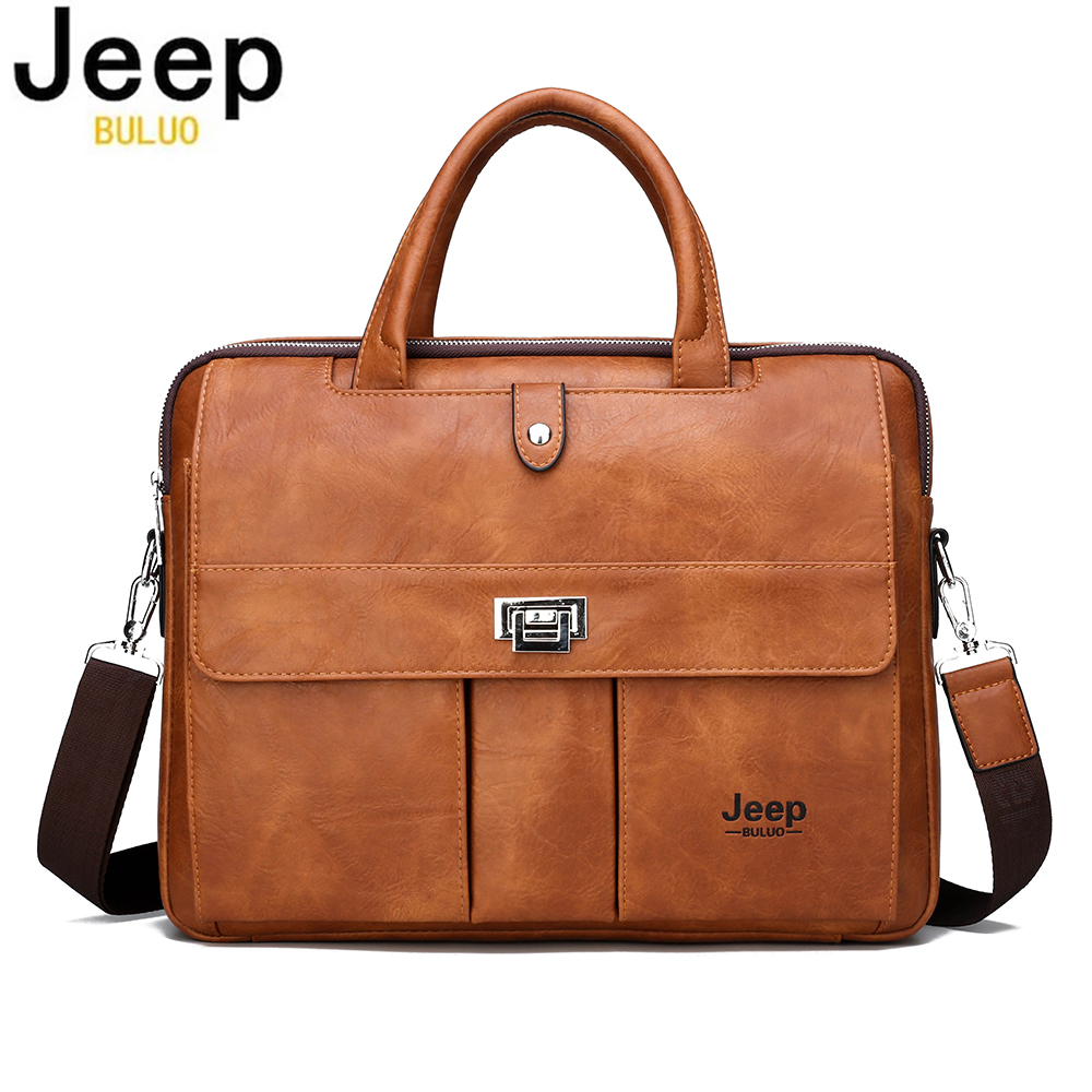 Leather Work Bag - Jeep Buluo 남성용 가죽 서류가방 14인치