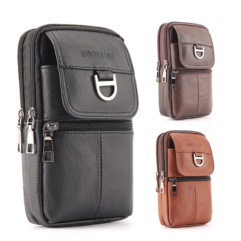 Leather Work Bag - 남성용 가죽 허리 가방 - 대용량