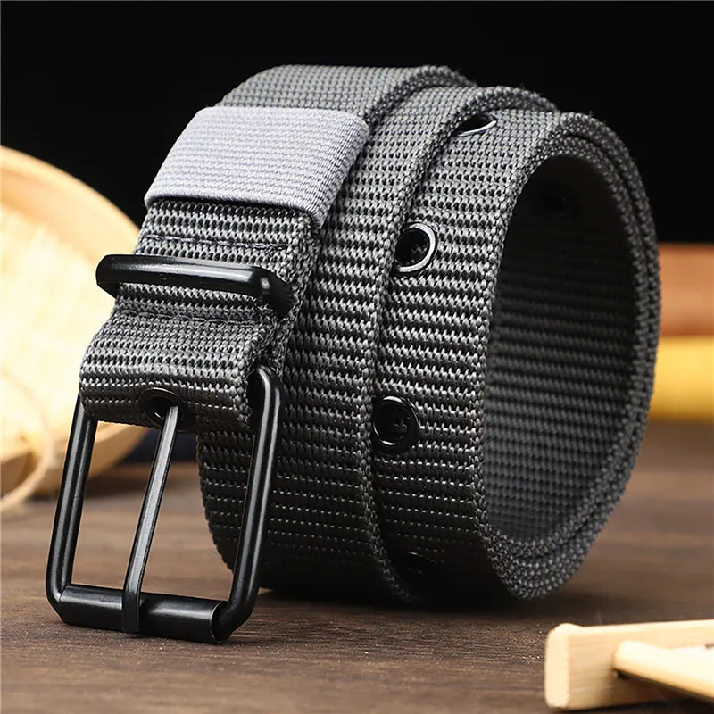 새로운 남성 벨트 다공성 캔버스 핀 버클 가죽 벨트 야 - Leatherwork Eyelets 리뷰 및 가격