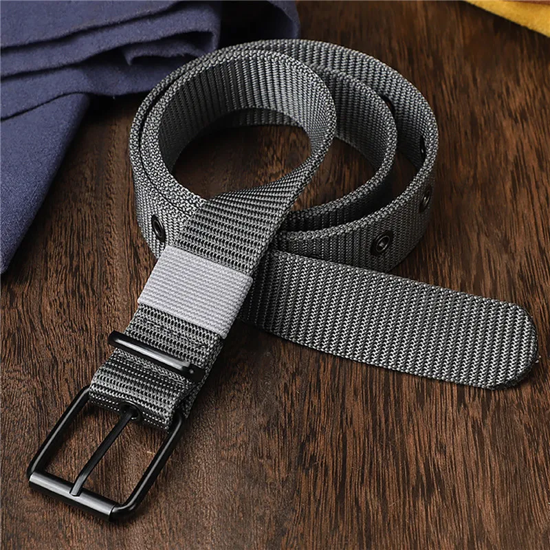 새로운 남성 벨트 다공성 캔버스 핀 버클 가죽 벨트 야 - Leatherwork Eyelets 리뷰 및 가격