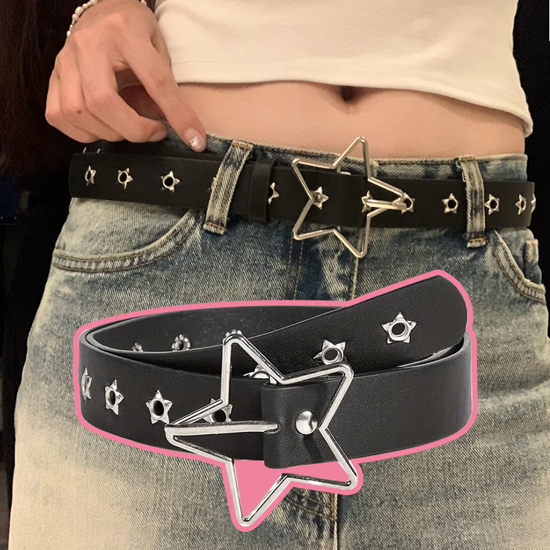 Y2K 펑크 스타 스타일 아일렛 블랙 리벳 벨트 고스  - Leatherwork Eyelets 리뷰 및 가격