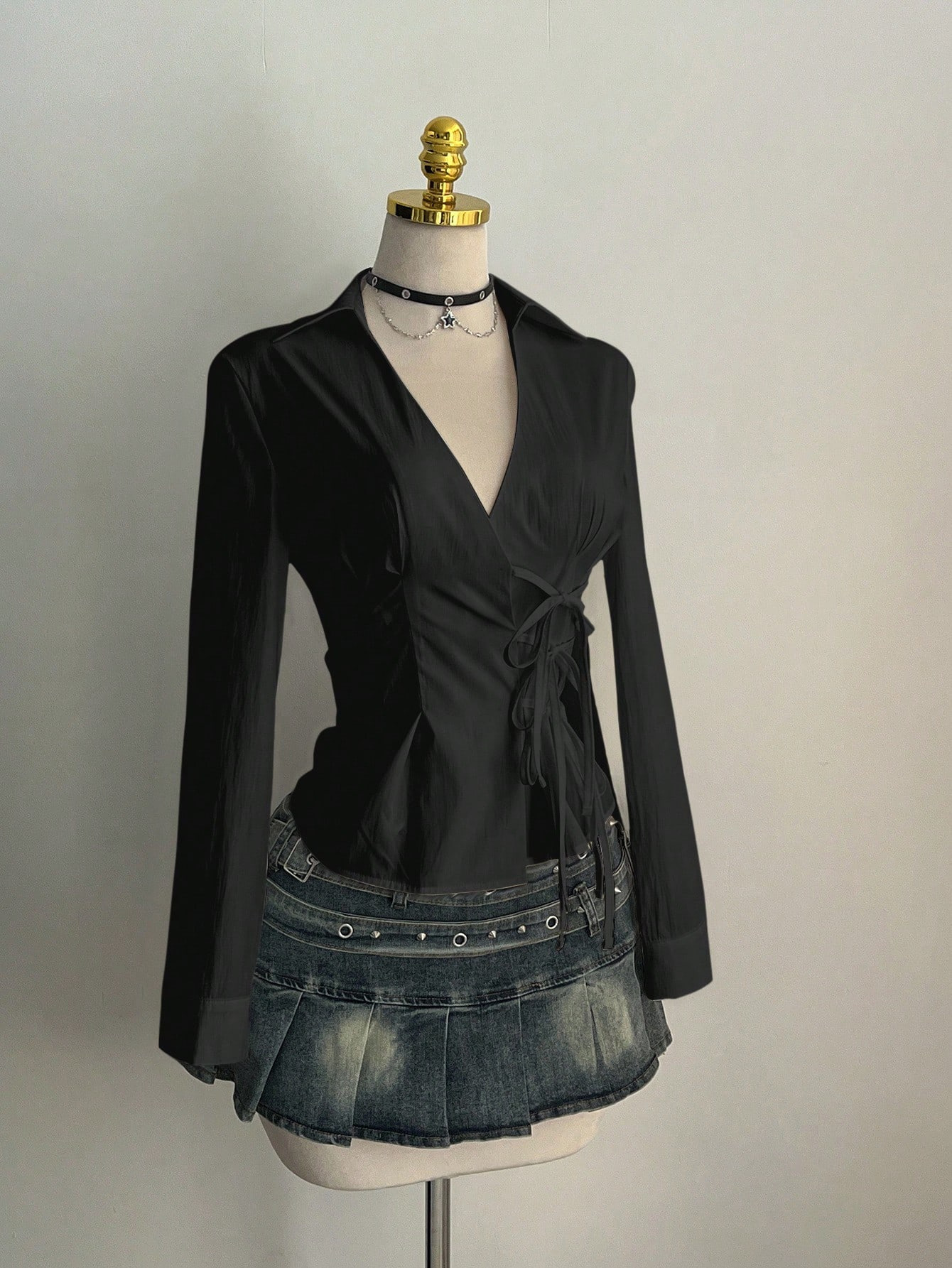 하라주쿠 여성용 셔츠 독특한 미학 슬림핏 섹시 Y2K  - Unique Leather Work 리뷰 및 가격