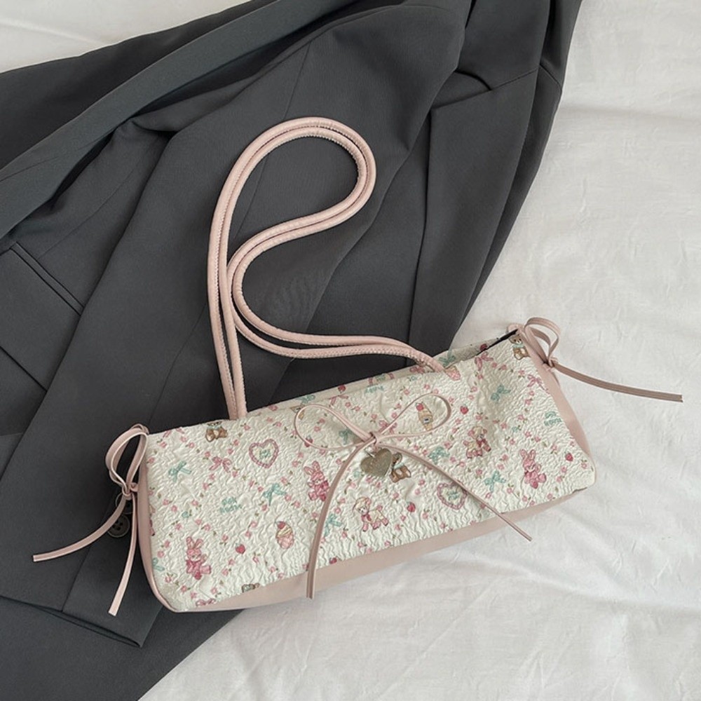 올매치 카툰 프린트 프렌치 스틱 핸드백 플리츠 리본 보 - Leatherwork In French 리뷰 및 가격