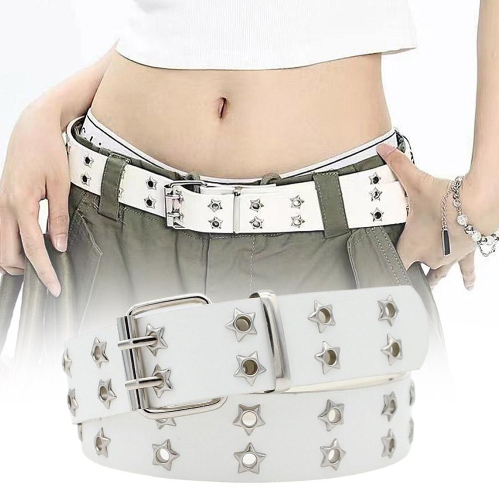 Y2K 펑크 리벳 가죽 벨트 더블 로우 스타 메탈 아일 - Leatherwork Eyelets 리뷰 및 가격