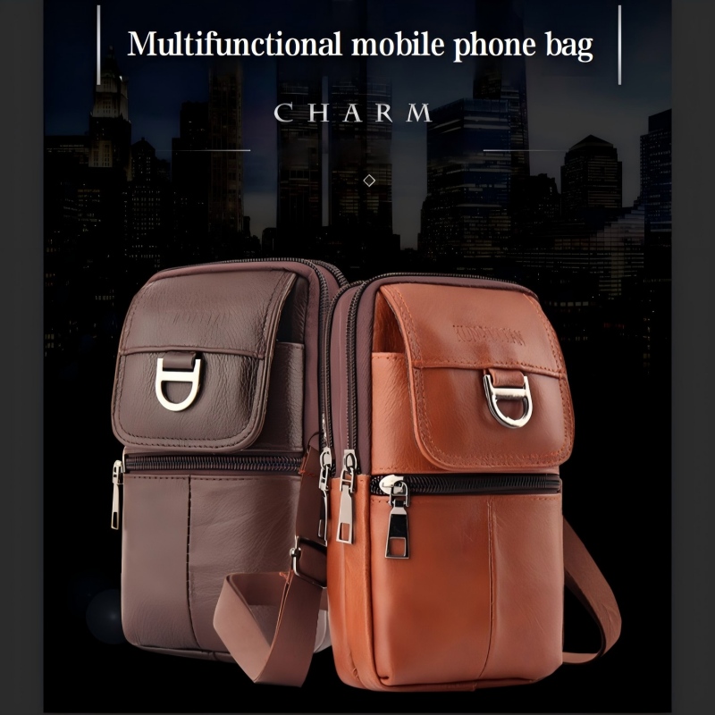 남성용 가죽 허리 가방 - 대용량 휴대폰 벨트 가방 - - Leather Work Bag 리뷰 및 가격