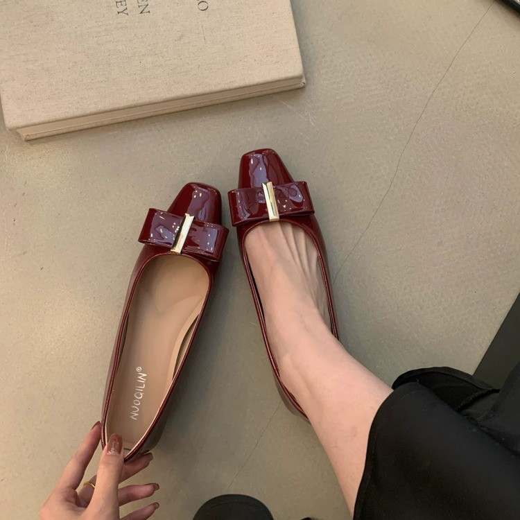 스퀘어토 보우 디자인 여성용 얕은 굽 싱글 슈즈 202 - Leatherwork In French 리뷰 및 가격
